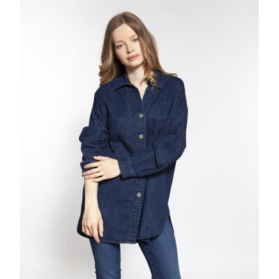 Lee Cooper Jeansowa koszula oversize z długim rękawem LUNA 6095 DARK USED-M Lee Cooper Jeansowa koszula oversize z długim rękawem LUNA 6095 DARK USED-M
