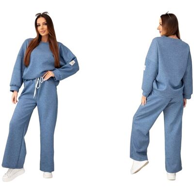 Kesi Jeansowy melanż komplet damski masełko bluza i spodnie Kesi Jeansowy melanż komplet damski masełko bluza i spodnie