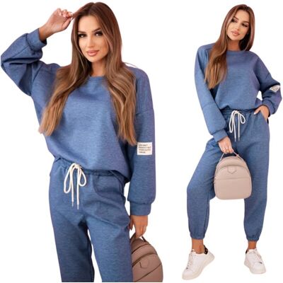 Kesi Jeansowy melanż komplet dwuczęściowy damski bluza + spodnie MASEŁKO Kesi Jeansowy melanż komplet dwuczęściowy damski bluza + spodnie MASEŁKO