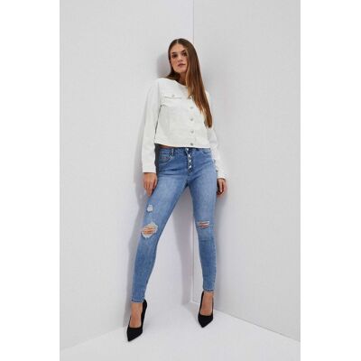 Moodo Jeansy rurki z przetarciami-XS Moodo Jeansy rurki z przetarciami-XS