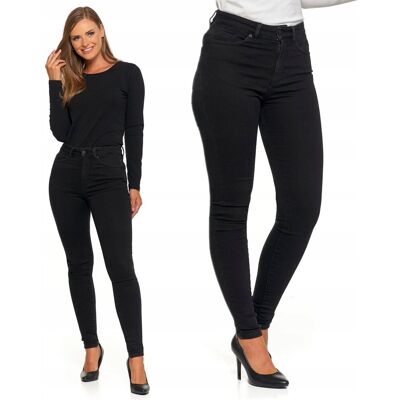 Jeansy Spodnie Damskie Rurki Wysoki Stan Klasyczne Skinny Czarne MORAJ r.46 Jeansy Spodnie Damskie Rurki Wysoki Stan Klasyczne Skinny Czarne MORAJ r.46