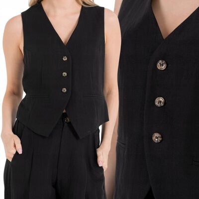 KAMIZELKA DAMSKA KRÓTKA GARNITUROWA REGULACJA TYŁ CASUAL ELEGANCKA MORAJ S BLACK KAMIZELKA DAMSKA KRÓTKA GARNITUROWA REGULACJA TYŁ CASUAL ELEGANCKA MORAJ S BLACK