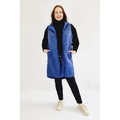 Nelino Kamizelka Pikowana Długa Plus Size Granatowa 46 Nelino Kamizelka Pikowana Długa Plus Size Granatowa 46