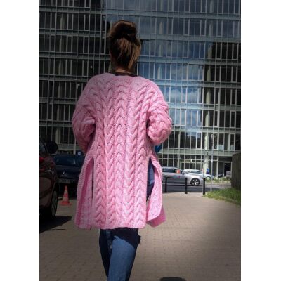 HappyCzapy Kardigan Różowe Warkocze Handmade HappyCzapy Kardigan Różowe Warkocze Handmade