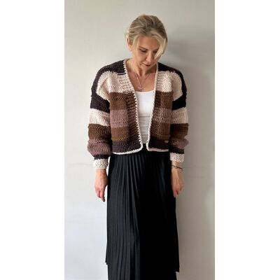 HappyCzapy Kardigan wełna ręcznie robiony odcienie beżu brazu handmade HappyCzapy Kardigan wełna ręcznie robiony odcienie beżu brazu handmade