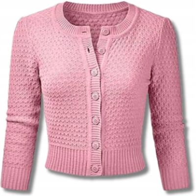 Inny producent Kardigan Zapinany Na Guziki R. Xl Różowy Damski Sweter Rękaw 3/4 Inny producent Kardigan Zapinany Na Guziki R. Xl Różowy Damski Sweter Rękaw 3/4