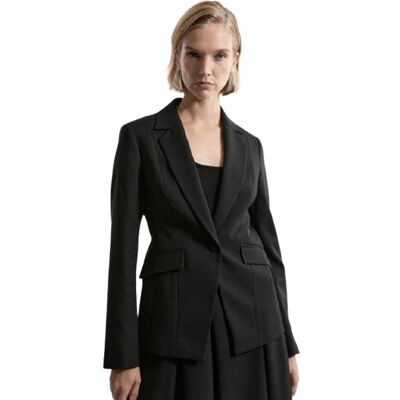 Karen Millen Czarna Marynarka Jednorzędowa dla Niskich 38 B1c Karen Millen Czarna Marynarka Jednorzędowa dla Niskich 38 B1c