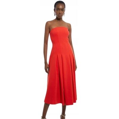 Karen Millen Czerwona Sukienka Prosta Midi bez Ramion 42 B1c Karen Millen Czerwona Sukienka Prosta Midi bez Ramion 42 B1c