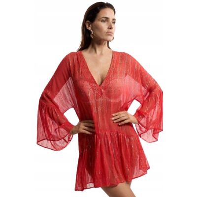 Inny producent Karen Millen Czerwona Tunika Plażowa z Cyrkoniami XS B1c Inny producent Karen Millen Czerwona Tunika Plażowa z Cyrkoniami XS B1c