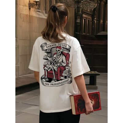Nadwyraz.com KARMIĘ DUSZĘ koszulka oversize unisex M prezent dla mola książkowego Nadwyraz.com KARMIĘ DUSZĘ koszulka oversize unisex M prezent dla mola książkowego
