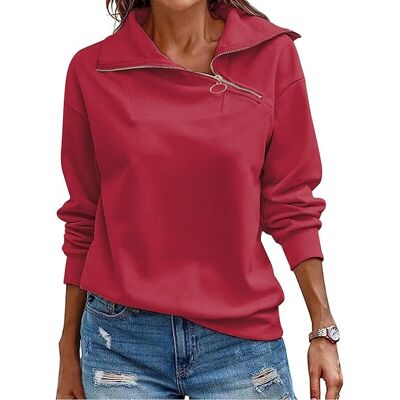 Inny producent KEBORUILA Damska Bluza Bez Kaptura Elegancka Wysoki Kołnierz Czerwona XL Inny producent KEBORUILA Damska Bluza Bez Kaptura Elegancka Wysoki Kołnierz Czerwona XL