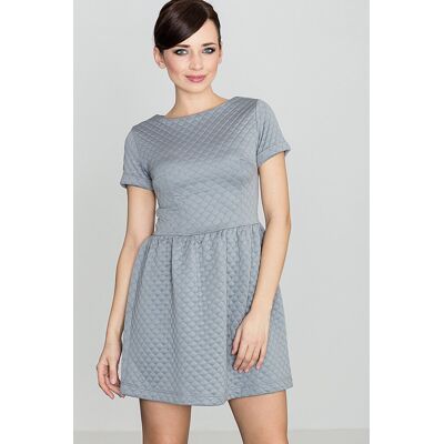 FIGL Klasyczna sukienka mini - rozkloszowana sukienka pikowana - szara - rozmiar M FIGL Klasyczna sukienka mini - rozkloszowana sukienka pikowana - szara - rozmiar M