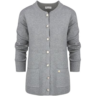 Agrafka Klasyczny ciepły gruby krótki kardigan sweter EMILIA ozdobne guziki-L/XL Agrafka Klasyczny ciepły gruby krótki kardigan sweter EMILIA ozdobne guziki-L/XL