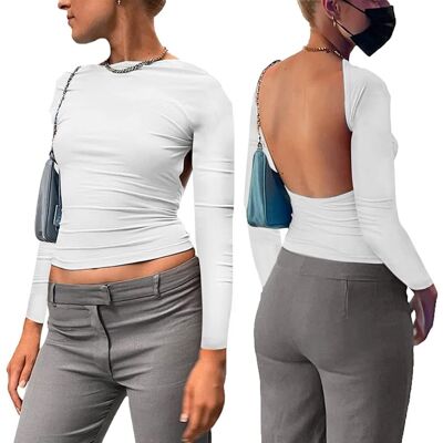 Inny producent KOEMCY Długi Rękaw Kobiety Sexy Backless Top Koszulka Bluzka Solid L Biały Inny producent KOEMCY Długi Rękaw Kobiety Sexy Backless Top Koszulka Bluzka Solid L Biały