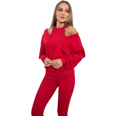 Kesi Komplet 3-częściowy bluza + top + legginsy czerwony Kesi Komplet 3-częściowy bluza + top + legginsy czerwony