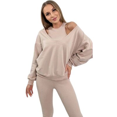 Kesi Komplet 3-częściowy bluza + top + legginsy jasny beżowy Kesi Komplet 3-częściowy bluza + top + legginsy jasny beżowy