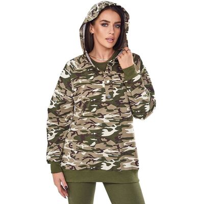 Kesi Komplet 3-częściowy moro bluza, top i legginsy khaki + ecru Kesi Komplet 3-częściowy moro bluza, top i legginsy khaki + ecru