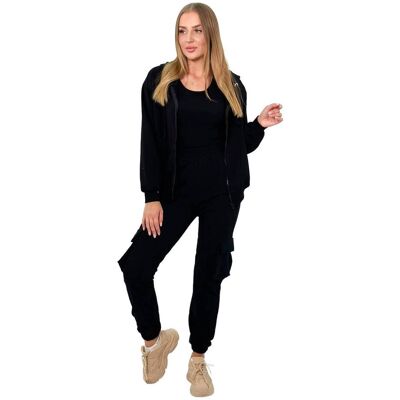 Kesi Komplet 3 w 1 bluza + top + spodnie czarny Kesi Komplet 3 w 1 bluza + top + spodnie czarny