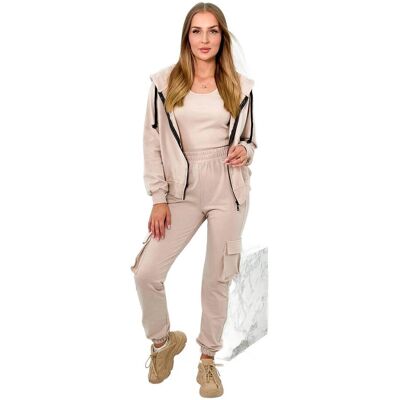 Kesi Komplet 3 w 1 bluza + top + spodnie jasny beżowy Kesi Komplet 3 w 1 bluza + top + spodnie jasny beżowy