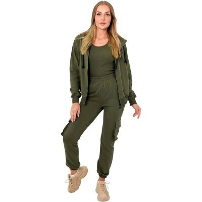 Kesi Komplet 3 w 1 bluza + top + spodnie khaki Kesi Komplet 3 w 1 bluza + top + spodnie khaki