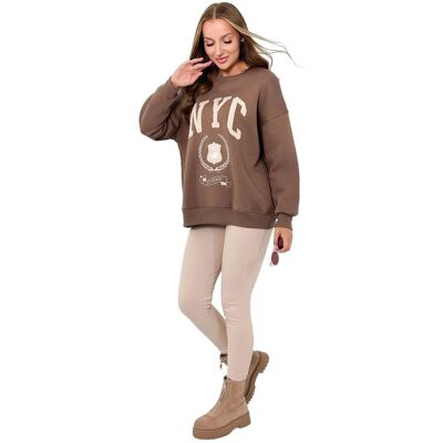 Kesi Komplet bawełniany bluza ocieplana + legginsy brązowy Kesi Komplet bawełniany bluza ocieplana + legginsy brązowy