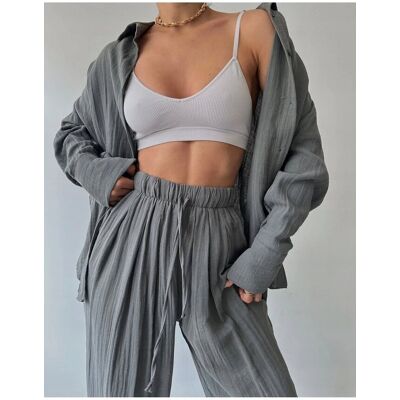 Inny producent KOMPLET DAMSKI SZARY MARSZCZENIA BLUZA I SPODNIE 100% BAWEŁNA M/L 5GA* Inny producent KOMPLET DAMSKI SZARY MARSZCZENIA BLUZA I SPODNIE 100% BAWEŁNA M/L 5GA*