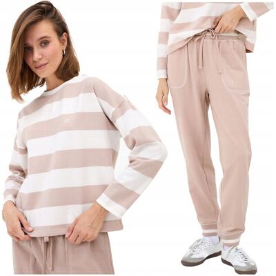 Inny producent Komplet dresowy damski bawełniany długi rękaw paski dres damski Naviale 2XL Inny producent Komplet dresowy damski bawełniany długi rękaw paski dres damski Naviale 2XL