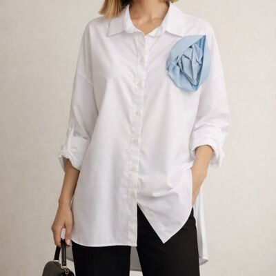 Inny producent Koszula Damska Elegancka Biała Oversize Wizytowa Z Ozdobą Bawełna TOP STUDIO 42 Inny producent Koszula Damska Elegancka Biała Oversize Wizytowa Z Ozdobą Bawełna TOP STUDIO 42