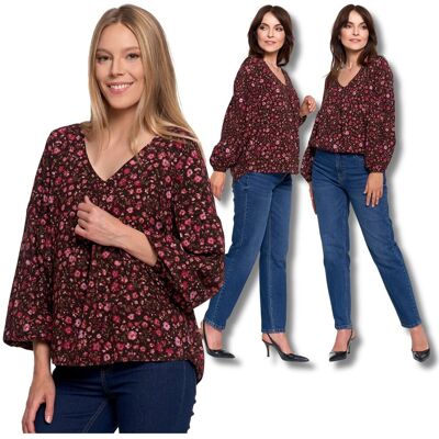 KOSZULA DAMSKA ELEGANCKA BLUZKA W KWIATY BUFIASTE RĘKAWY MODNA MORAJ M KOSZULA DAMSKA ELEGANCKA BLUZKA W KWIATY BUFIASTE RĘKAWY MODNA MORAJ M