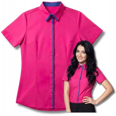 Modus Koszula Damska Elegancka Krótki Rękaw Różowa Biznesowa Wizytowa Bawełna 44B Modus Koszula Damska Elegancka Krótki Rękaw Różowa Biznesowa Wizytowa Bawełna 44B