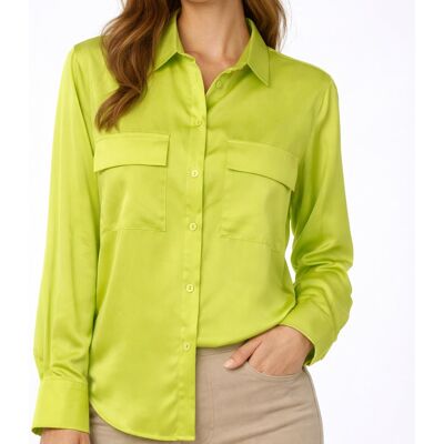 Koszula Damska Elegancka Limonkowa Oversize Wizytowa Wiskoza EDAN M Koszula Damska Elegancka Limonkowa Oversize Wizytowa Wiskoza EDAN M