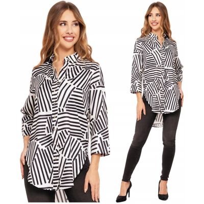 Koszula Damska Elegancka z Rękawem 3/4 Rozpinana Na Guziki Luźna XL MORAJ Koszula Damska Elegancka z Rękawem 3/4 Rozpinana Na Guziki Luźna XL MORAJ