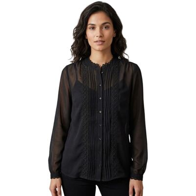 Koszula damska Pepe Jeans Sonia lekka prześwitujaca czarna -XS Koszula damska Pepe Jeans Sonia lekka prześwitujaca czarna -XS