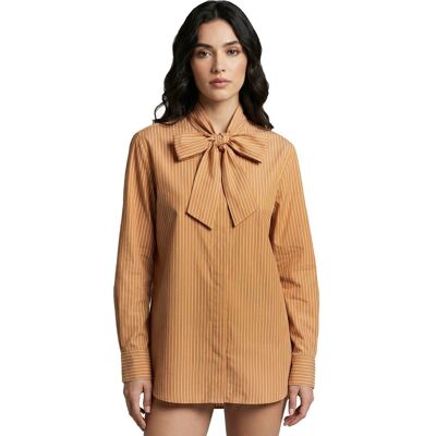 Inny producent Koszula damska Stefanel Camicia brązowa w paski i wiązaniem z przodu-XL Inny producent Koszula damska Stefanel Camicia brązowa w paski i wiązaniem z przodu-XL