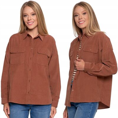 Koszula Damska Sztruksowa Luźna Bawełniana Z Kieszeniami Moraj Xxl/3Xl Beige Koszula Damska Sztruksowa Luźna Bawełniana Z Kieszeniami Moraj Xxl/3Xl Beige