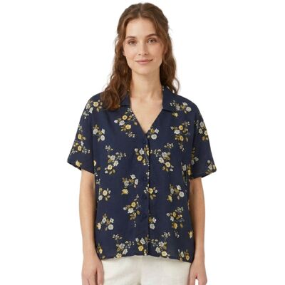 Koszula damska Vero Moda Marina z krótkim rękawem granatowa w kwiaty-XS Koszula damska Vero Moda Marina z krótkim rękawem granatowa w kwiaty-XS