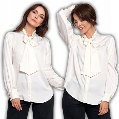 Koszula Damska Z Kokardą Pod Szyją Kobieca Z Klasą Satynowa Moraj Xl Off White Koszula Damska Z Kokardą Pod Szyją Kobieca Z Klasą Satynowa Moraj Xl Off White