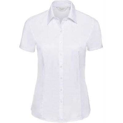 Russell Koszula damska z krótkim rękawem w jodełkę Biały r. 3XL Russell Koszula damska z krótkim rękawem w jodełkę Biały r. 3XL