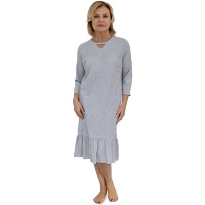Odzież Martel Koszula Nocna Damska M Długa Rękaw 3/4 Bawełniana Elegancka Szara Odzież Martel Koszula Nocna Damska M Długa Rękaw 3/4 Bawełniana Elegancka Szara