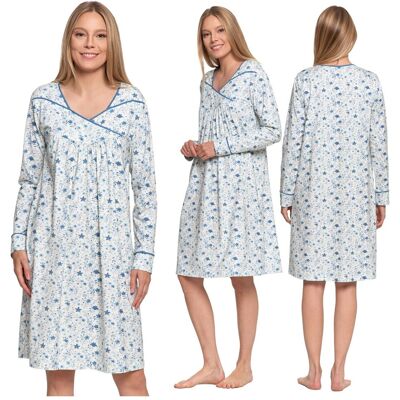 Koszula Nocna Urocza w Kwiaty Piżama Damska z Długim Rękawem Moraj 4XL Koszula Nocna Urocza w Kwiaty Piżama Damska z Długim Rękawem Moraj 4XL