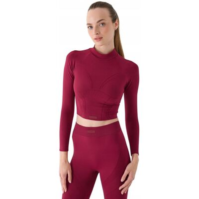 Koszulka damska 4F Longsleeve FNK F483 burgund 4FRAW24TFLOF483 60S M/L Koszulka damska 4F Longsleeve FNK F483 burgund 4FRAW24TFLOF483 60S M/L
