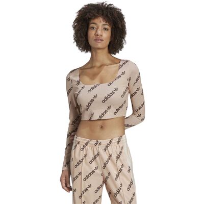 Koszulka damska Adidas Long Sleeve Crop sportowa z długim rękawem beżowa-XS Koszulka damska Adidas Long Sleeve Crop sportowa z długim rękawem beżowa-XS