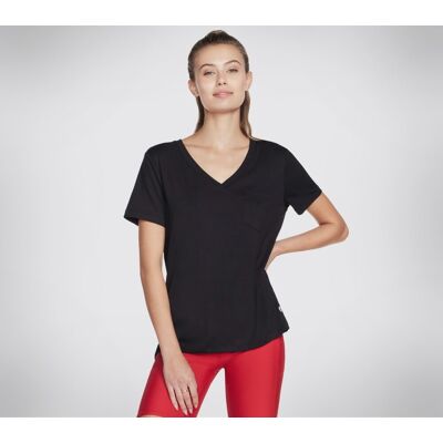 Koszulka damska krótki rękaw SKECHERS GODRI SERENE V-NECK czarna S Koszulka damska krótki rękaw SKECHERS GODRI SERENE V-NECK czarna S