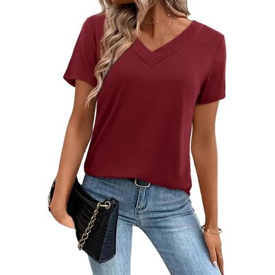 Inny producent Koszulka Damska Longshirt V-Neck Elastyczna Wygodna Elegancka Bordowa S Inny producent Koszulka Damska Longshirt V-Neck Elastyczna Wygodna Elegancka Bordowa S