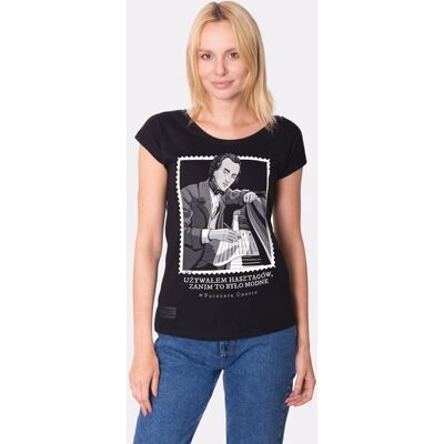 Koszulka damska, Nadwyraz.com, FRYDERYK CHOPIN / UŻYWAŁEM HASZTAGÓW, czarna, L Koszulka damska, Nadwyraz.com, FRYDERYK CHOPIN / UŻYWAŁEM HASZTAGÓW, czarna, L