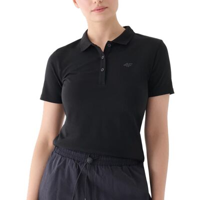 Koszulka damska polo 4F WMM00TPTSF514 - czarna XS Koszulka damska polo 4F WMM00TPTSF514 - czarna XS