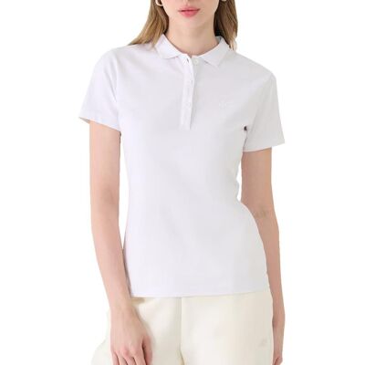 Koszulka damska polo 4FWMM00TPTSF514 - biała S Koszulka damska polo 4FWMM00TPTSF514 - biała S