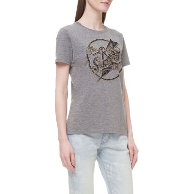 Koszulka damska Superdry Time Real Lace Entry szara z nadrukiem -M Koszulka damska Superdry Time Real Lace Entry szara z nadrukiem -M
