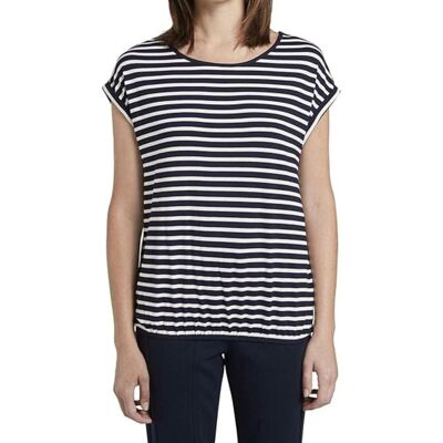 Koszulka damska Tom Tailor Striped Crew-Neck w pasi luźna-L Koszulka damska Tom Tailor Striped Crew-Neck w pasi luźna-L
