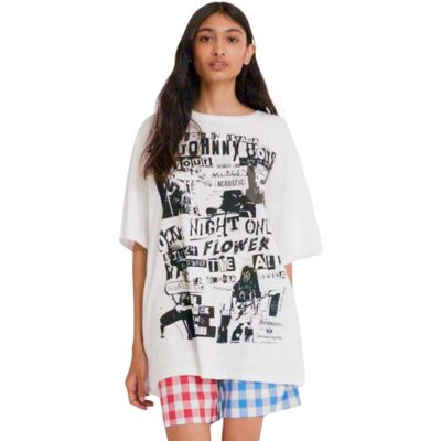 Koszulka Desigual x Johnson Hartig oversize biała z nadrukiem -M Koszulka Desigual x Johnson Hartig oversize biała z nadrukiem -M